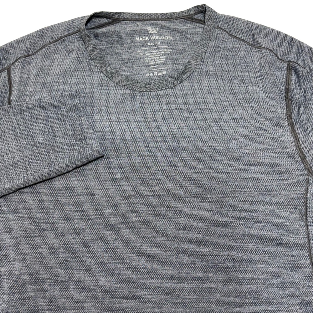 Mack Weldon Mens Medium‎ Long Sleeve Crew Neck Shirt Heather Grey Performance
